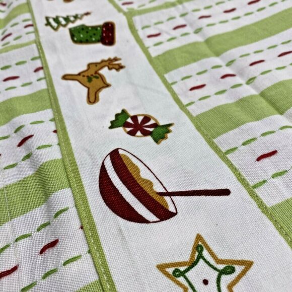 TAG Christmas Holiday Theme Tea Towels Set of 2 Natural Green & Red Hostess Gift - Picture 4 of 8